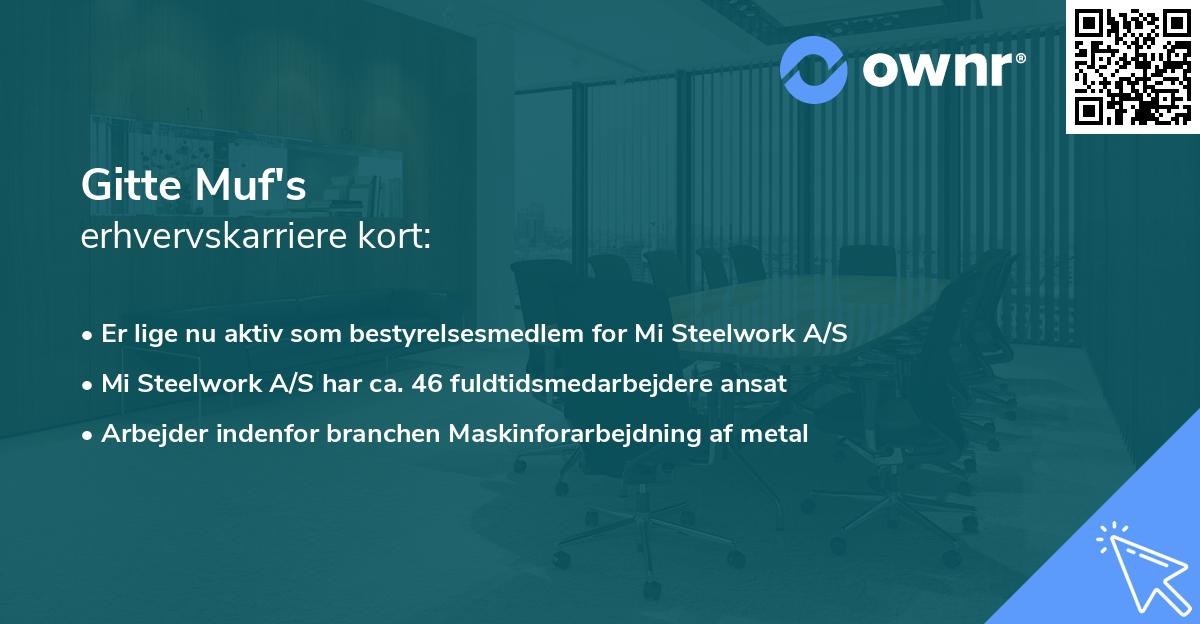 Gitte Muf's erhvervskarriere kort