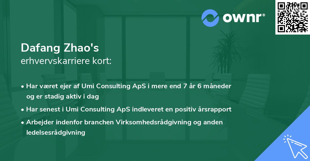 Dafang Zhao's erhvervskarriere kort