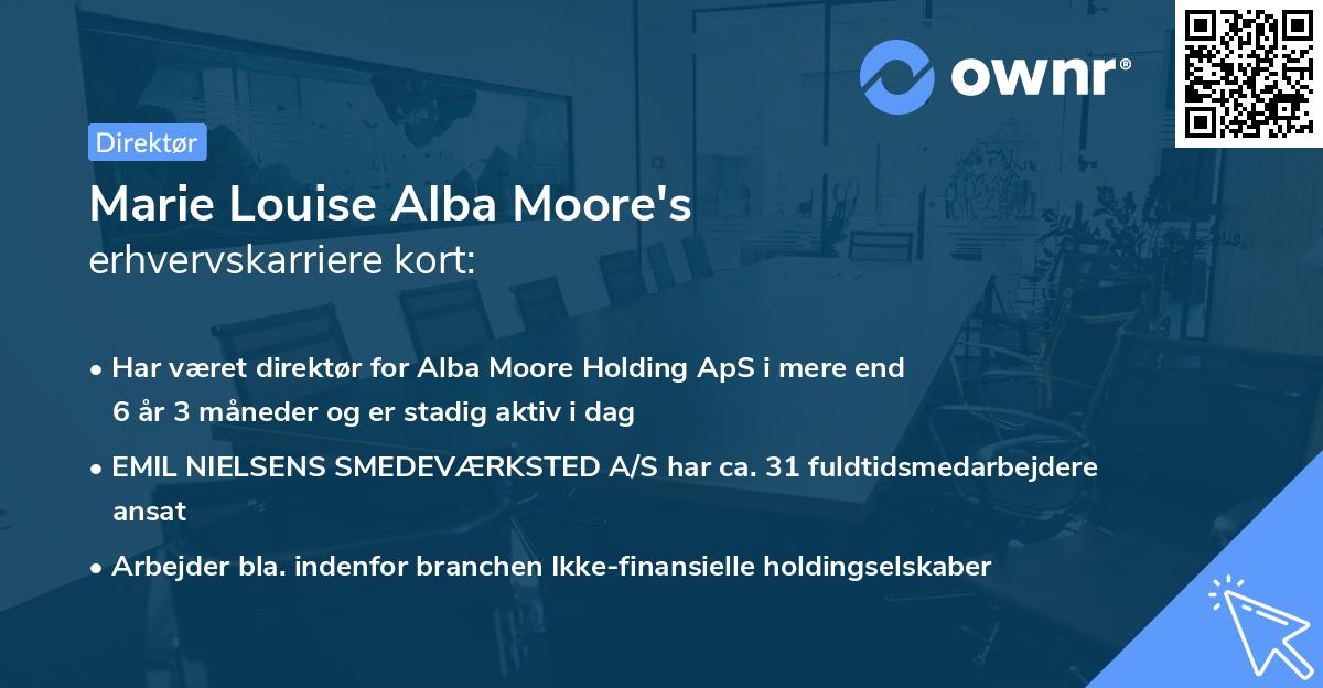 Marie Louise Alba Moore's erhvervskarriere kort
