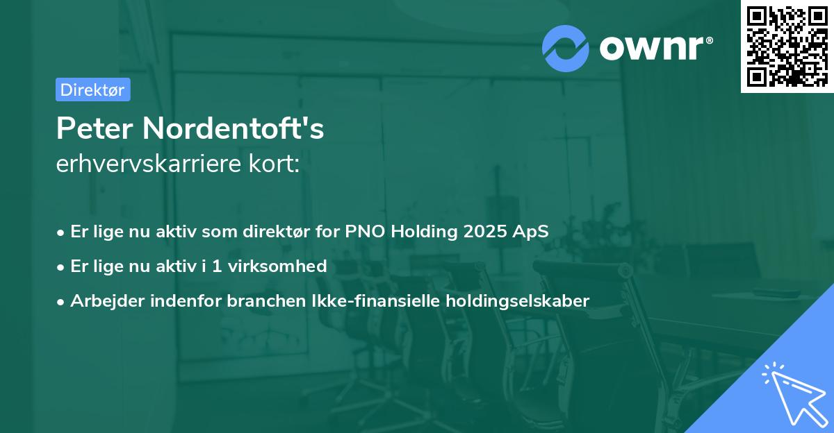 Peter Nordentoft's erhvervskarriere kort