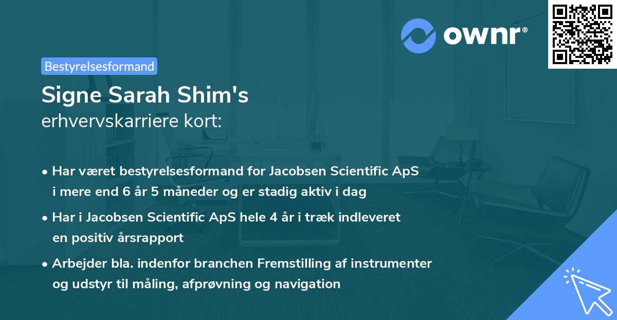 Signe Sarah Shim's erhvervskarriere kort