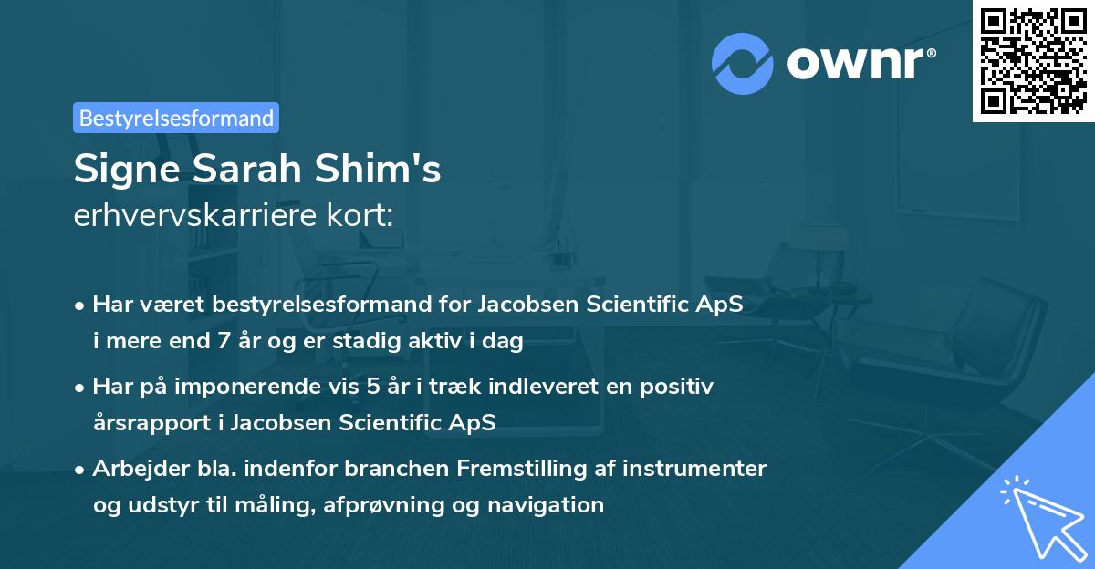 Signe Sarah Shim's erhvervskarriere kort