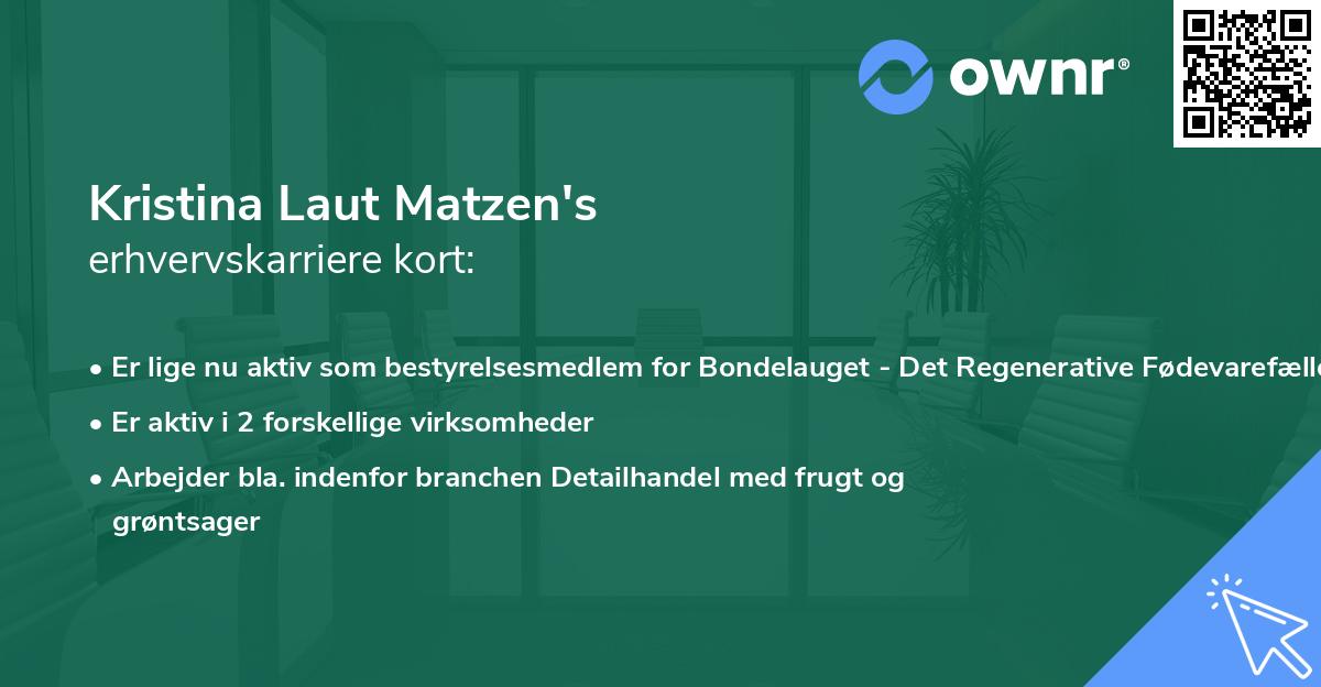 Kristina Laut Matzen's erhvervskarriere kort