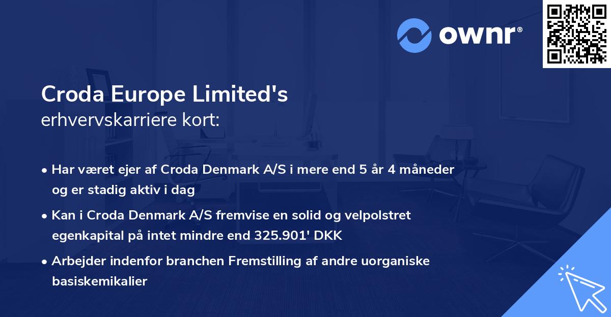 Croda Europe Limited's erhvervskarriere kort