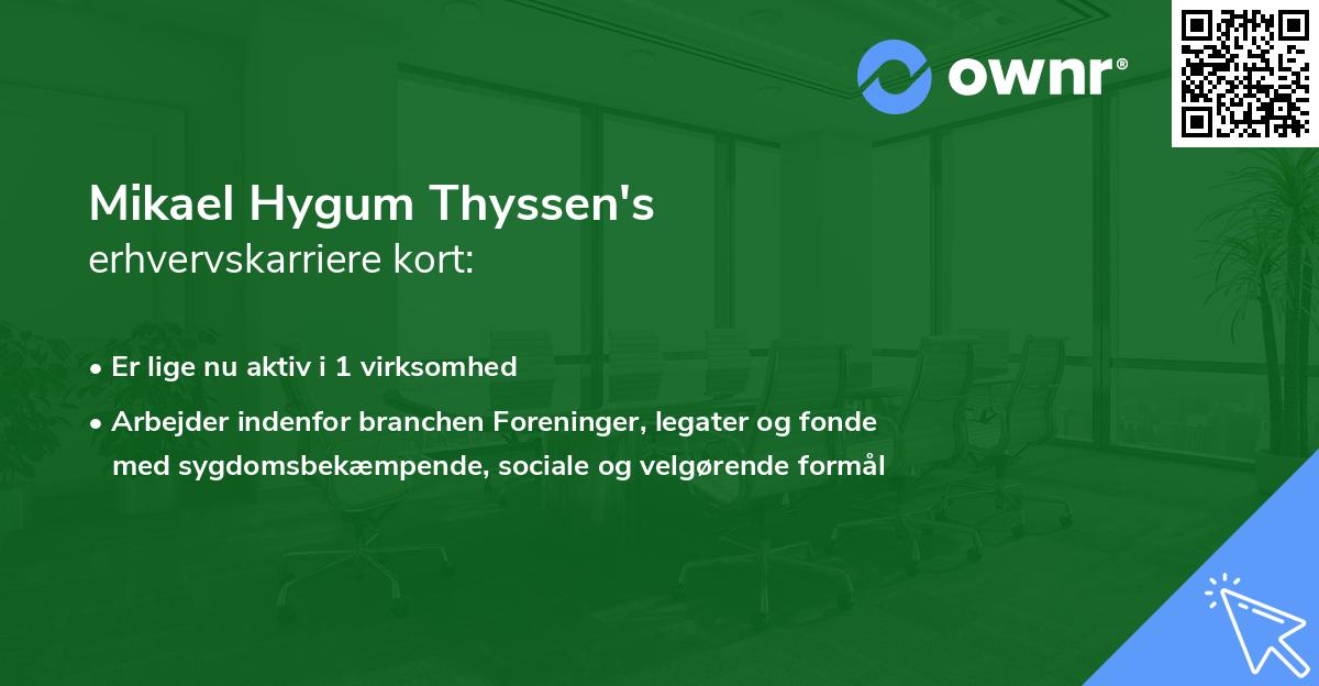 Mikael Hygum Thyssen's erhvervskarriere kort
