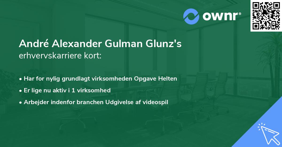 André Alexander Gulman Glunz's erhvervskarriere kort