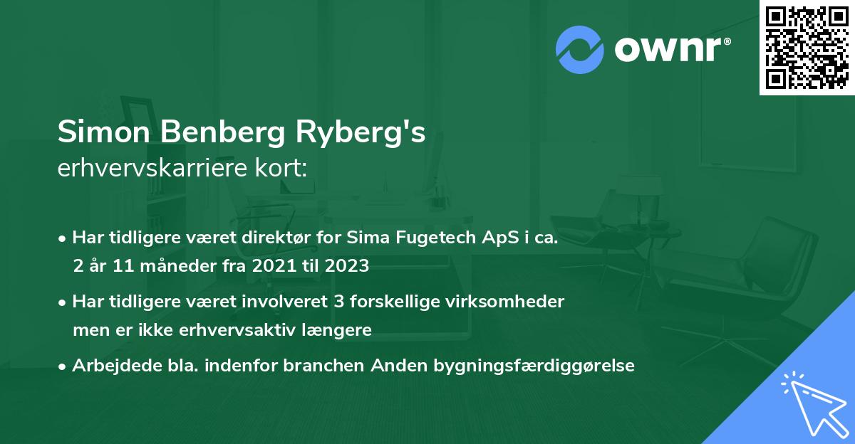 Simon Benberg Ryberg's erhvervskarriere kort