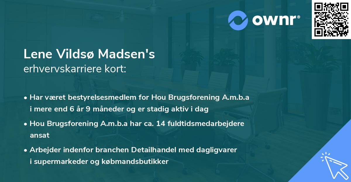 Lene Vildsø Madsen's erhvervskarriere kort