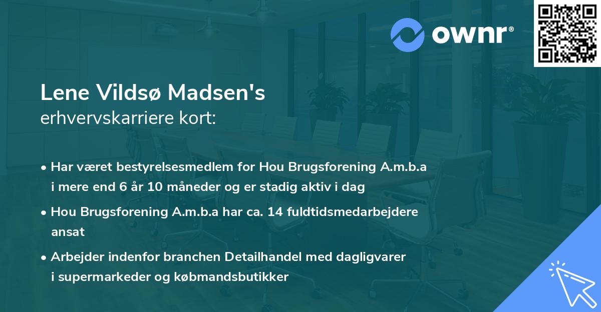 Lene Vildsø Madsen's erhvervskarriere kort