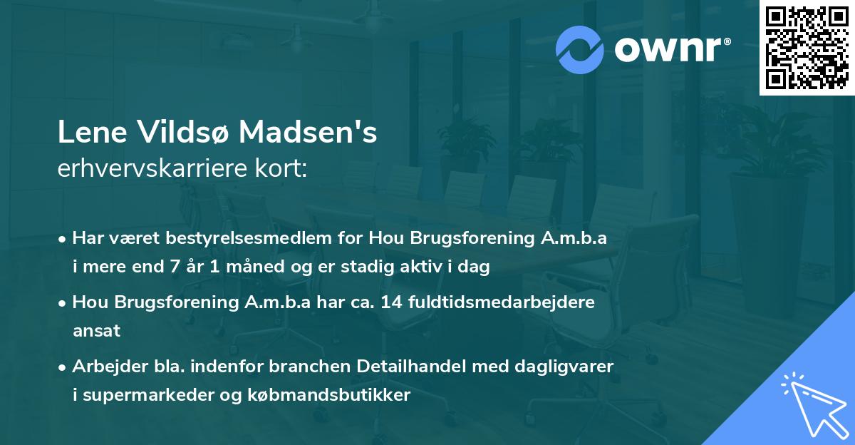 Lene Vildsø Madsen's erhvervskarriere kort