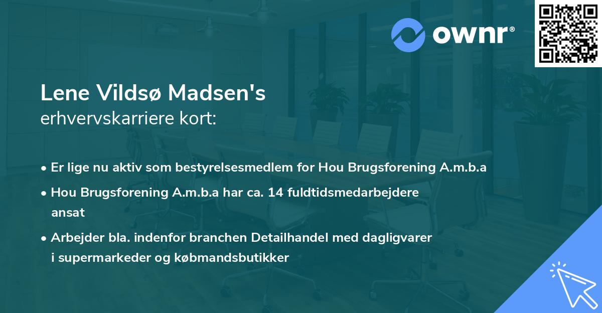 Lene Vildsø Madsen's erhvervskarriere kort