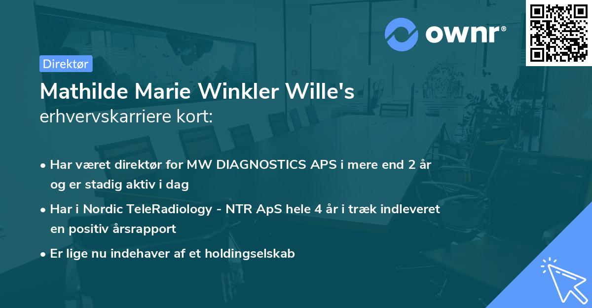 Mathilde Marie Winkler Wille's erhvervskarriere kort