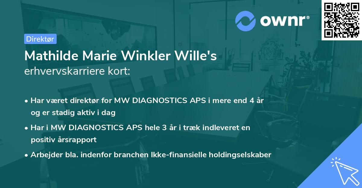 Mathilde Marie Winkler Wille's erhvervskarriere kort