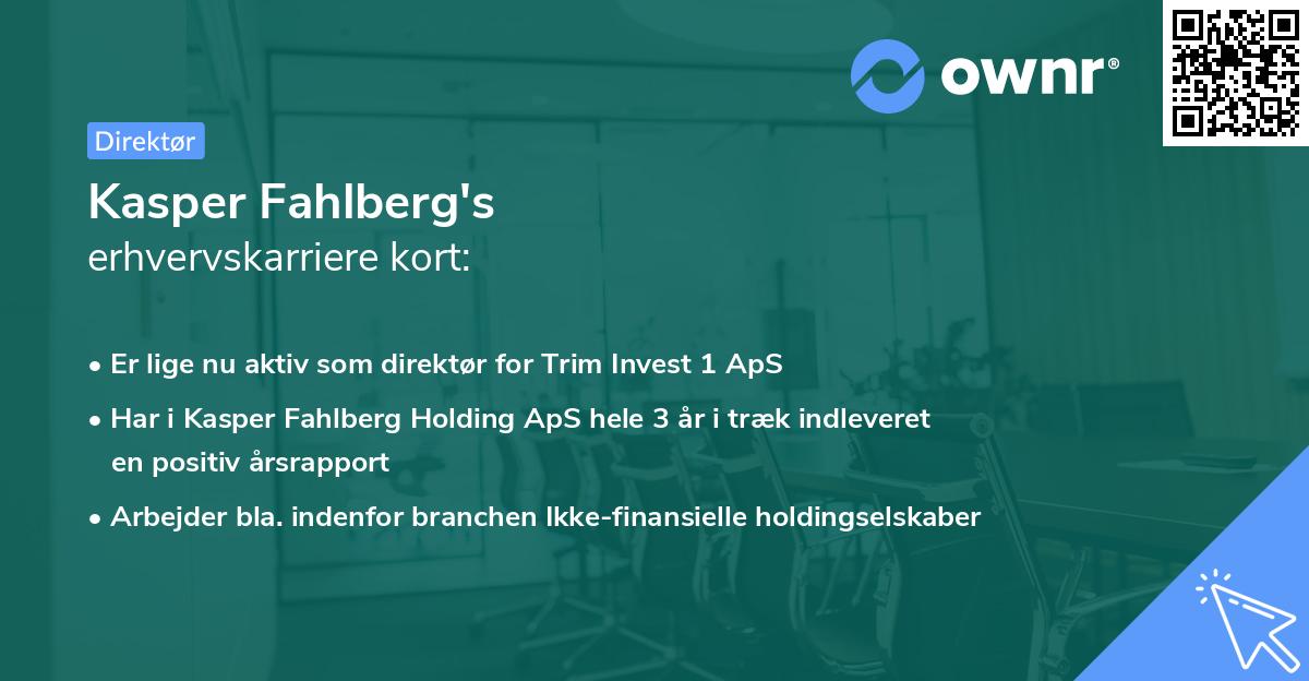 Kasper Fahlberg's erhvervskarriere kort