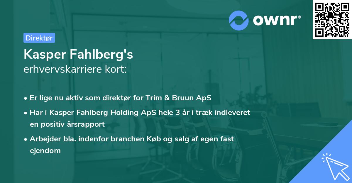 Kasper Fahlberg's erhvervskarriere kort