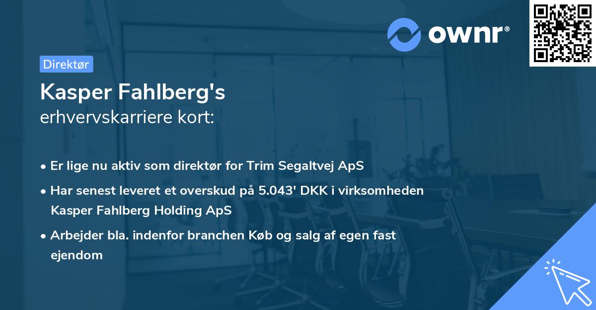 Kasper Fahlberg's erhvervskarriere kort