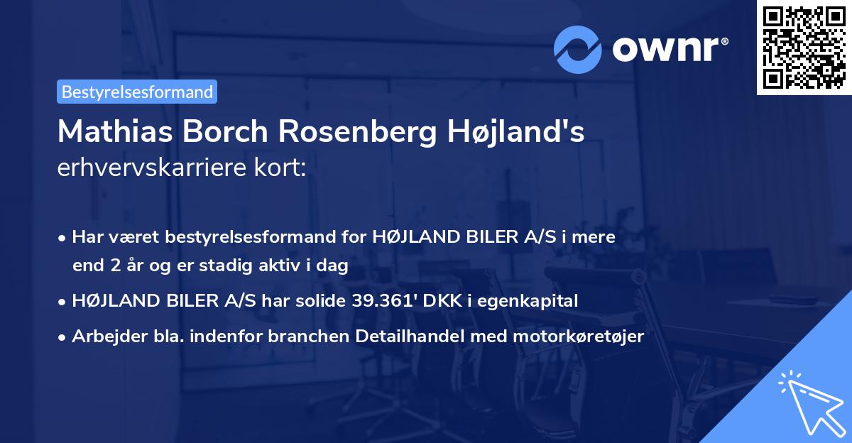 Mathias Borch Rosenberg Højland's erhvervskarriere kort