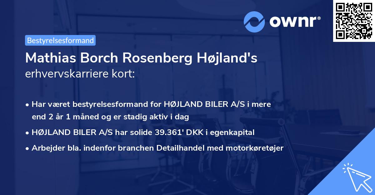 Mathias Borch Rosenberg Højland's erhvervskarriere kort