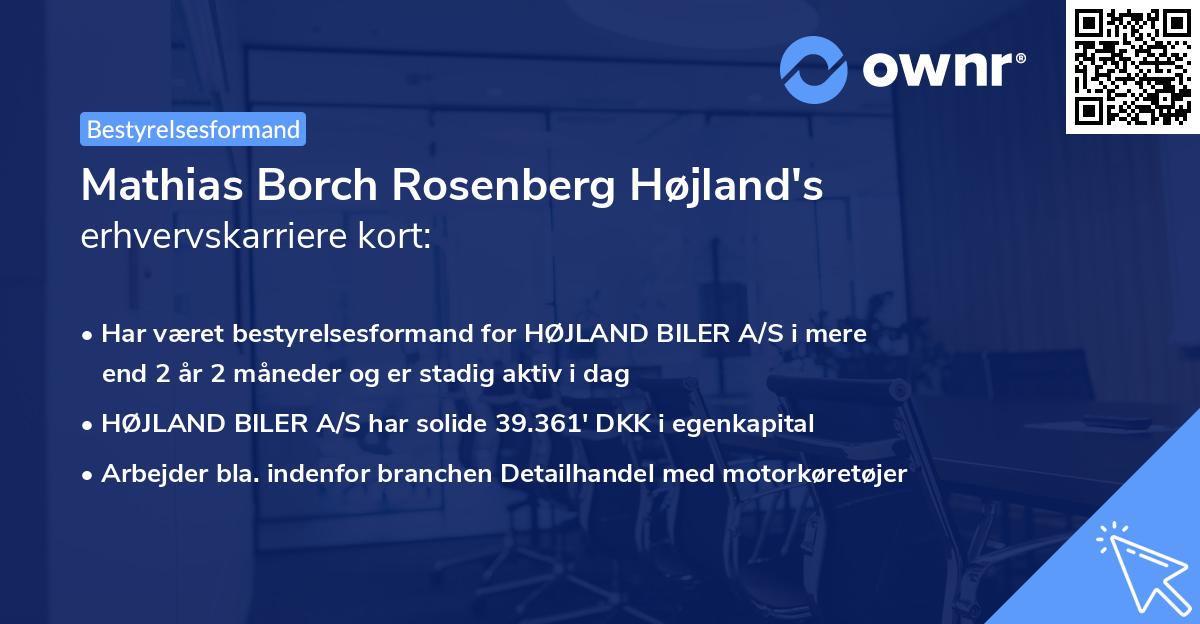Mathias Borch Rosenberg Højland's erhvervskarriere kort