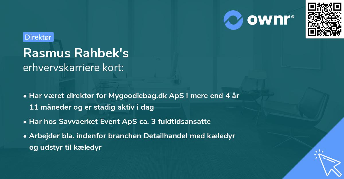 Rasmus Rahbek's erhvervskarriere kort
