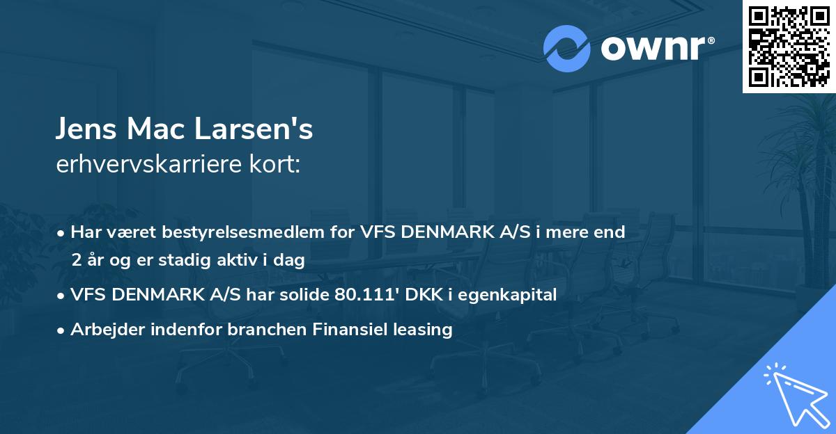 Jens Mac Larsen's erhvervskarriere kort