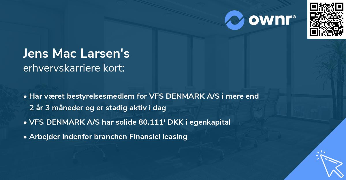 Jens Mac Larsen's erhvervskarriere kort