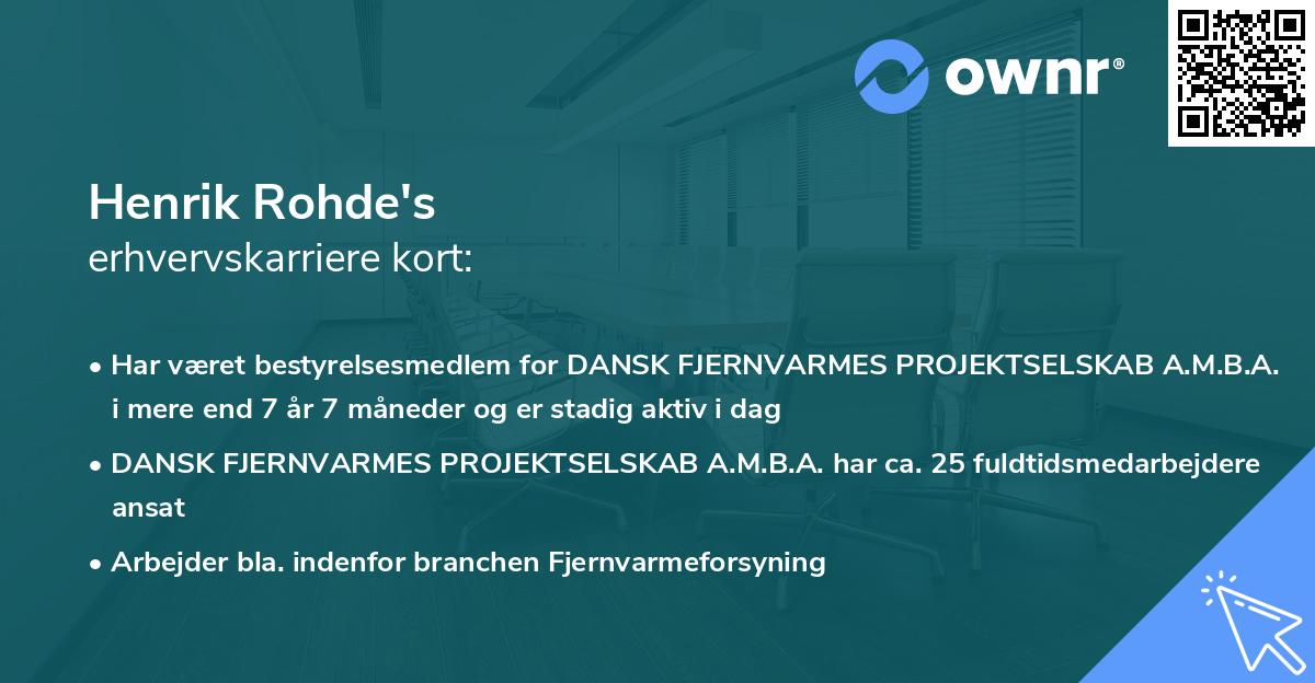 Henrik Rohde's erhvervskarriere kort