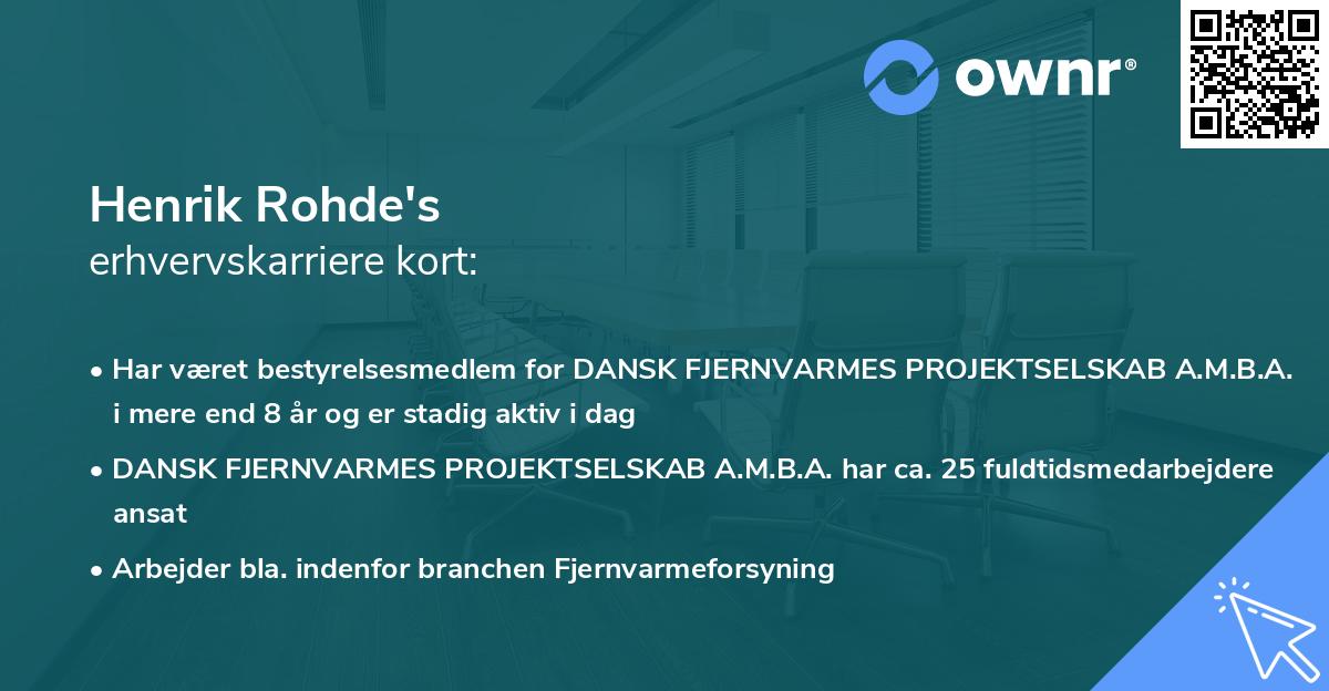 Henrik Rohde's erhvervskarriere kort