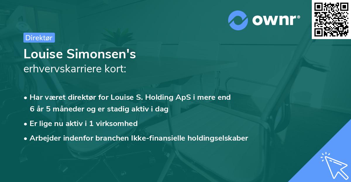 Louise Simonsen's erhvervskarriere kort