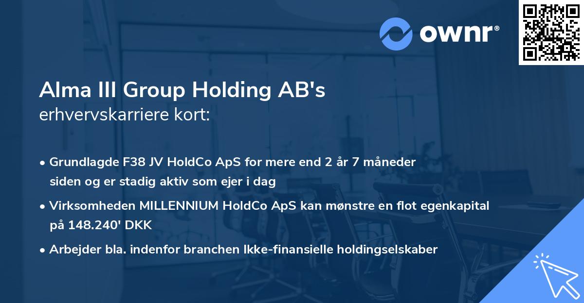 Alma III Group Holding AB's erhvervskarriere kort