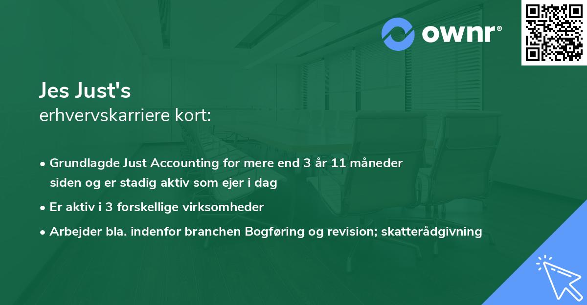 Jes Just's erhvervskarriere kort
