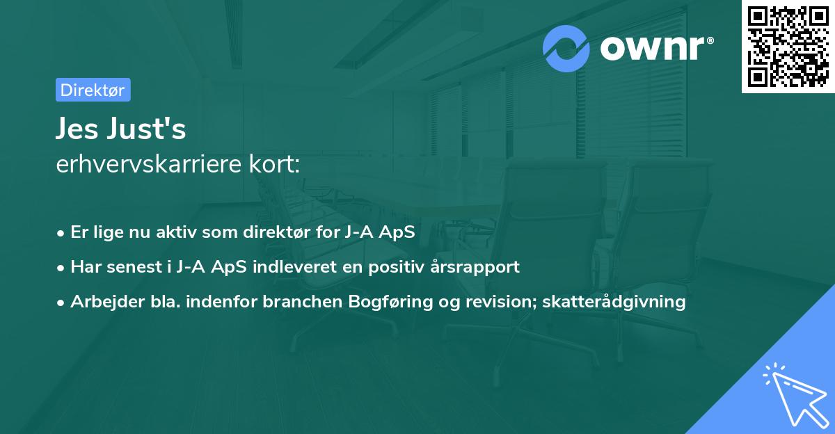 Jes Just's erhvervskarriere kort