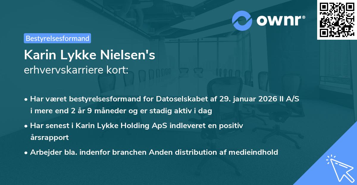 Karin Lykke Nielsen's erhvervskarriere kort