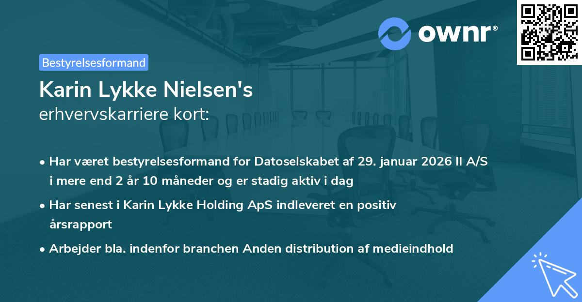 Karin Lykke Nielsen's erhvervskarriere kort