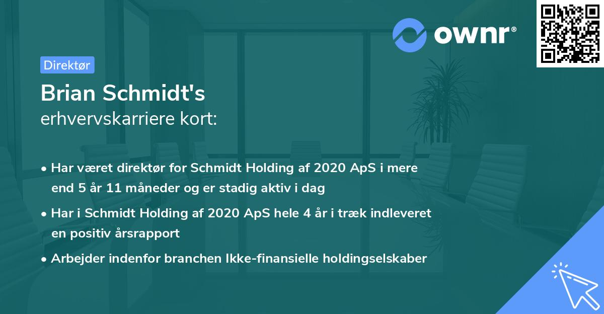 Brian Schmidt's erhvervskarriere kort