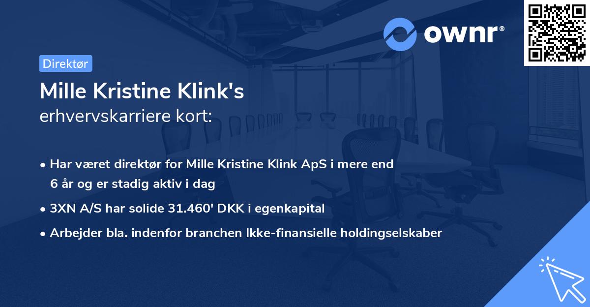 Mille Kristine Klink's erhvervskarriere kort