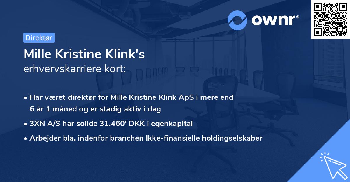 Mille Kristine Klink's erhvervskarriere kort