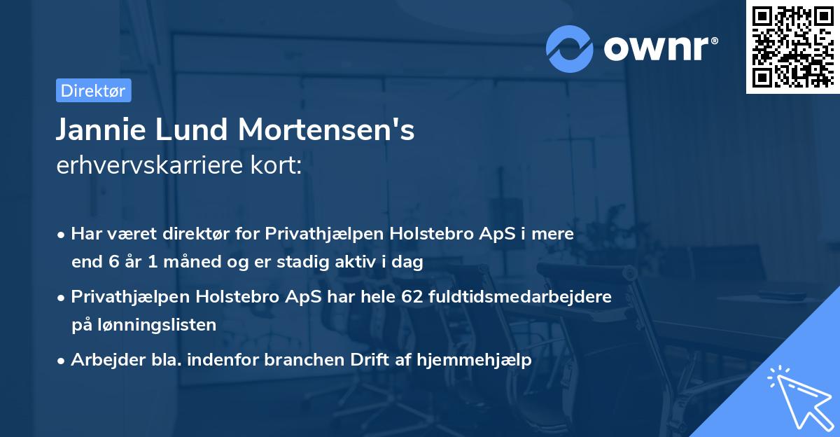 Jannie Lund Mortensen's erhvervskarriere kort