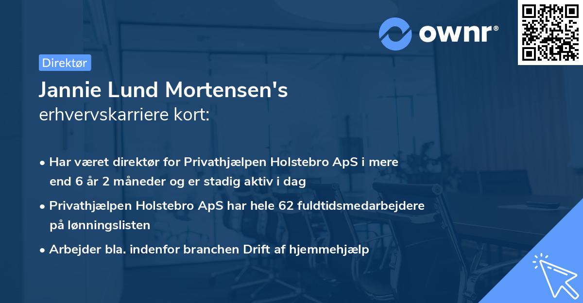 Jannie Lund Mortensen's erhvervskarriere kort