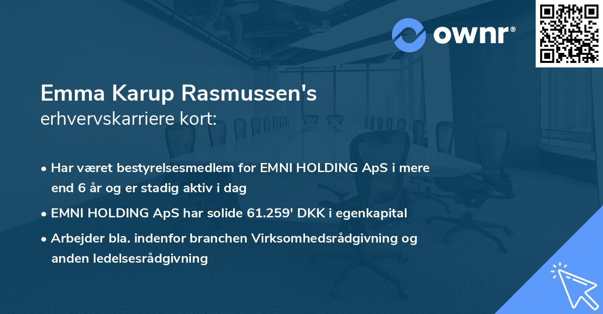 Emma Karup Rasmussen's erhvervskarriere kort