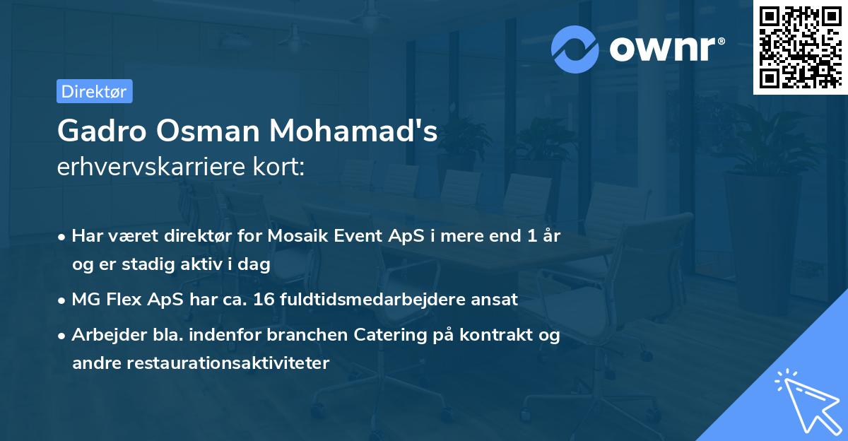 Gadro Osman Mohamad's erhvervskarriere kort