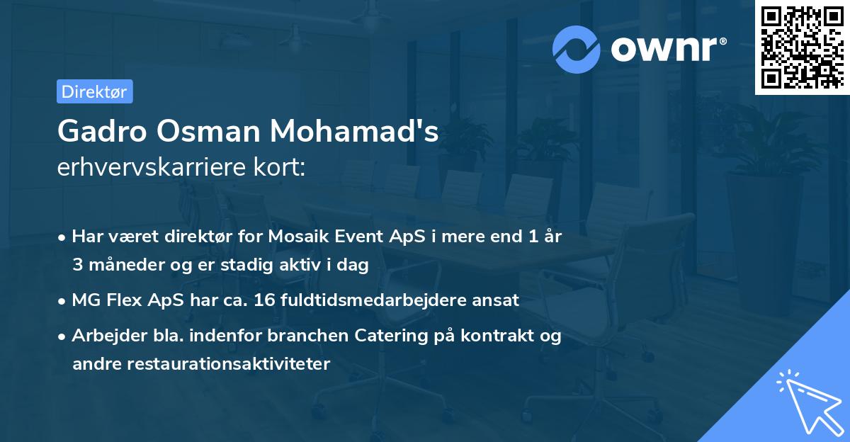 Gadro Osman Mohamad's erhvervskarriere kort