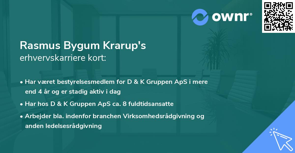 Rasmus Bygum Krarup's erhvervskarriere kort