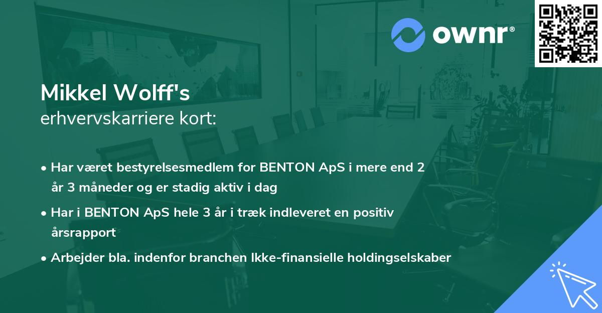 Mikkel Wolff's erhvervskarriere kort