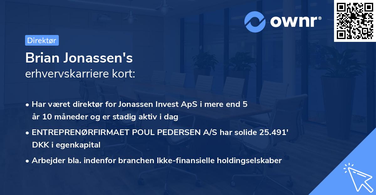 Brian Jonassen's erhvervskarriere kort