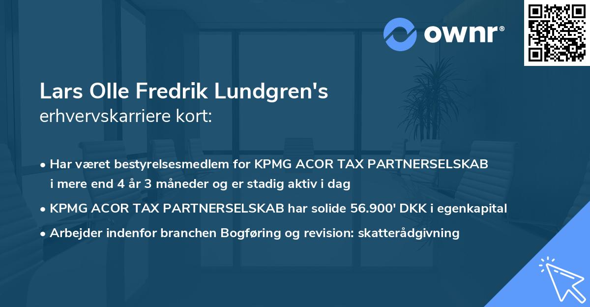 Lars Olle Fredrik Lundgren's erhvervskarriere kort