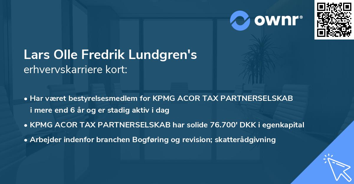 Lars Olle Fredrik Lundgren's erhvervskarriere kort