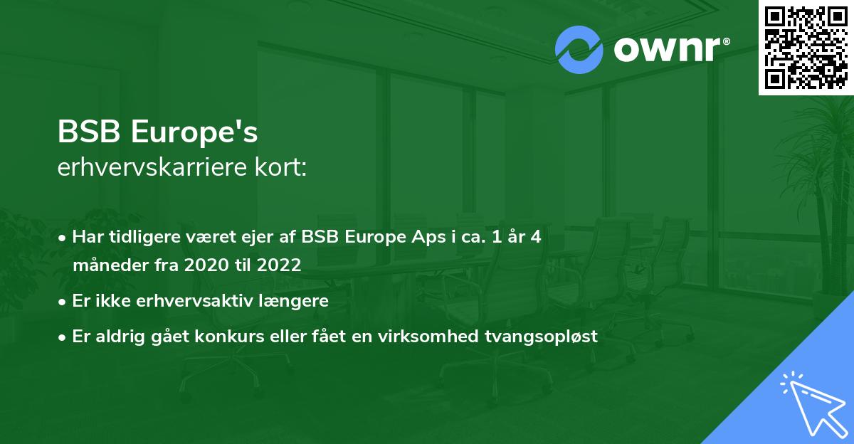 BSB Europe's erhvervskarriere kort