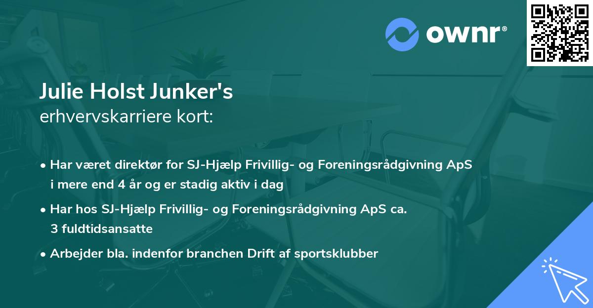Julie Holst Junker's erhvervskarriere kort