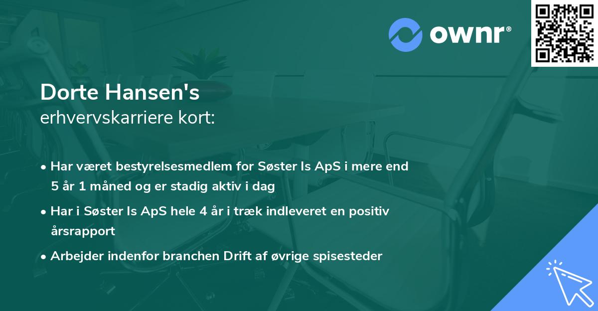 Dorte Hansen's erhvervskarriere kort